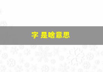 字 是啥意思